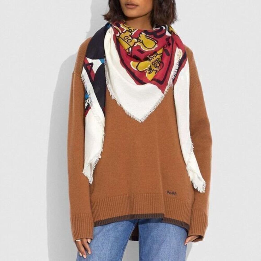 COACH Disney Mickey Mouse X Keith Haring Oversized Square SCARF